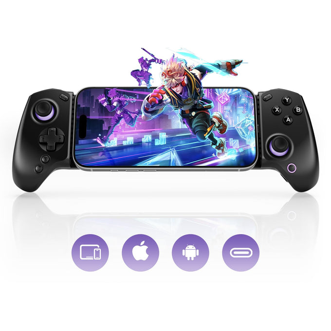 abxylute S8 Lite Type-C Mobile Gaming Controller for iPhone 18 Pro Max/iPhone Duo, iPhone15/16/17, iPad Mini 6/7 Android Phones Tablets, Portable Gamepad with Hall Joystick, Hall Trigger, Customizable Buttons＆Key Mapping, Plug and Play (black)