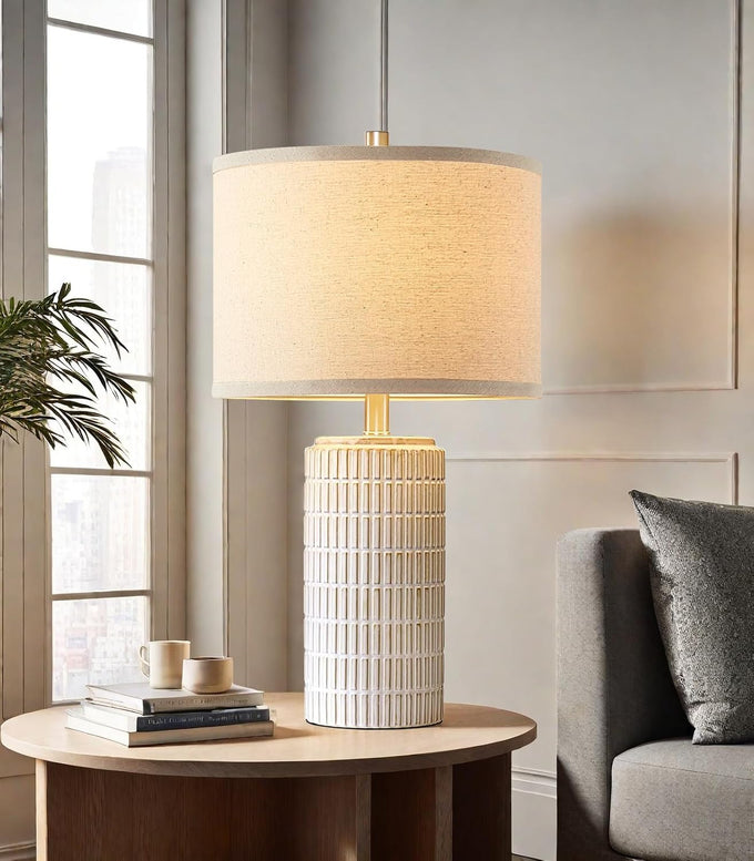 AIEAMPDO 23'' Set of 2 Modern Ceramic Table Lamps for Living Room Bedroom