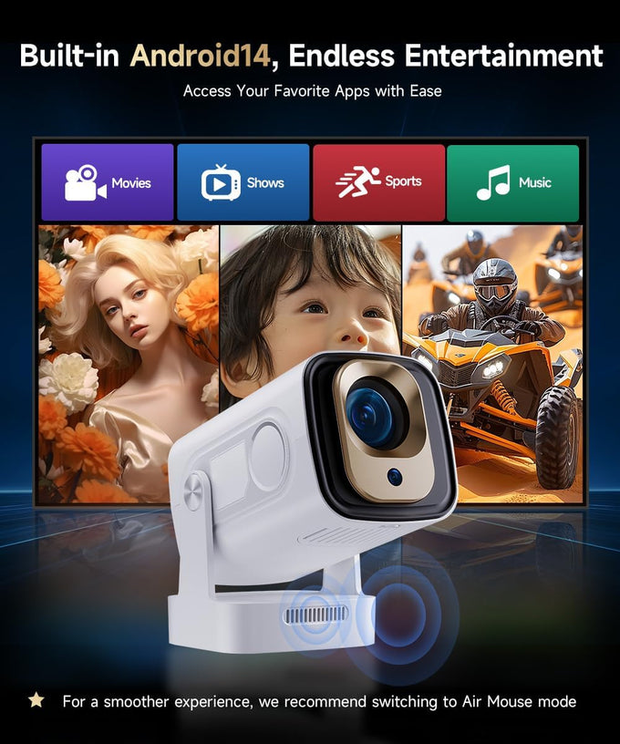 【Auto Focus&1080P】Magcubic Mini Smart Projector 4K Support, Built in Apps