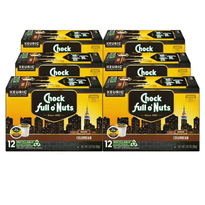 Chock Full o' Nuts K-Cup Pods - Colombian, 6-Pack of 12 K-Cup Pods