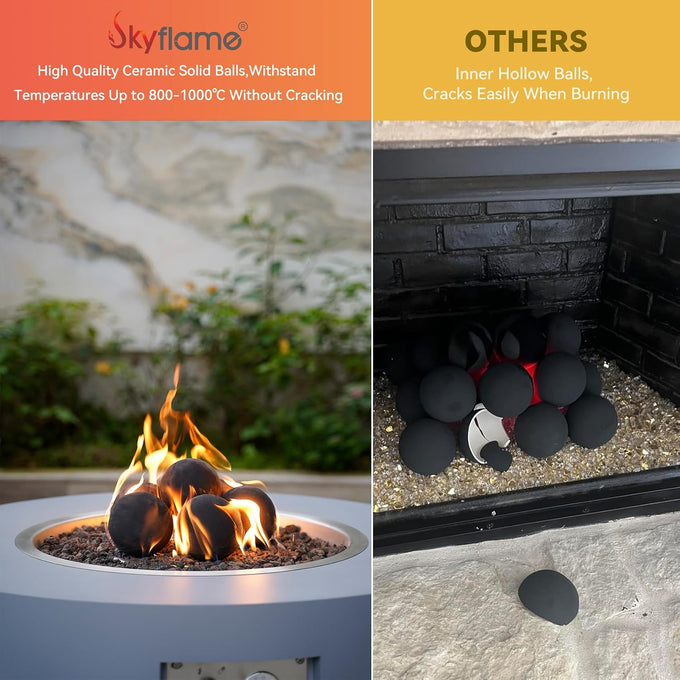 Skyflame 12PCS Fire Pit Ceramic Balls for Indoor Outdoor Fireplace