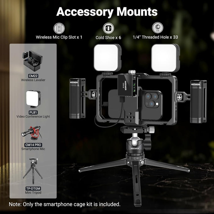 NEEWER Upgraded Phone Rig Vlogging Kit, Video Stabilizer, PA009