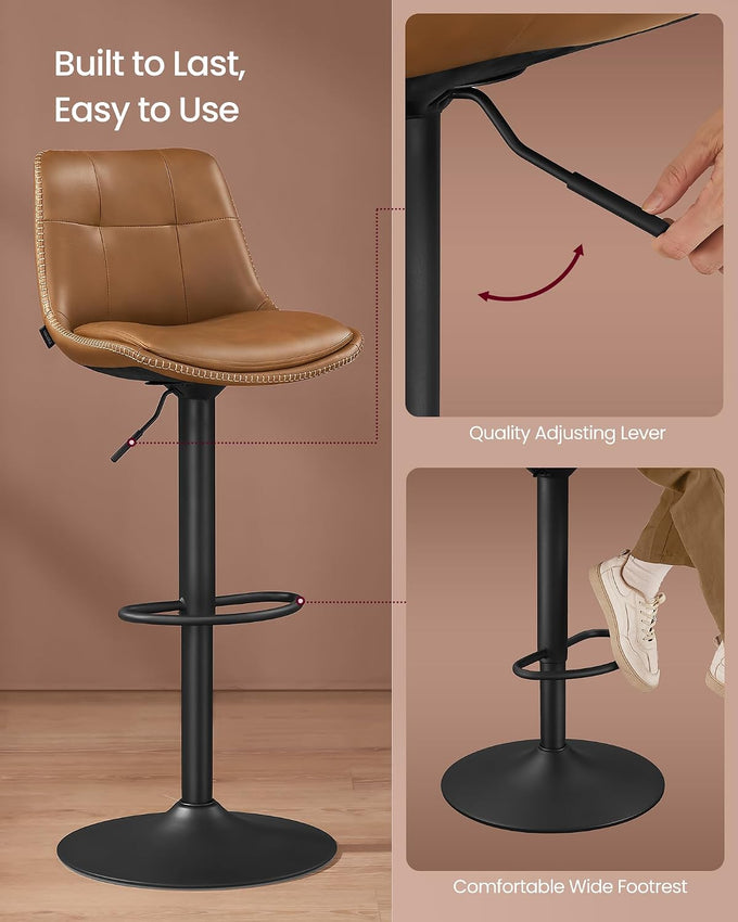 VASAGLE Bar Stools Set of 4, Swivel, Adjustable Height, Quilt