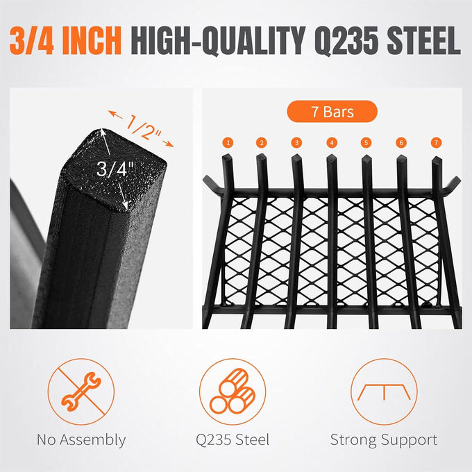 INNO STAGE 21 Inch Fireplace Grate with Ember Retainer
