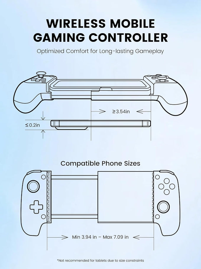Mocagen MC1 Phone Controller for iPhone & Android – Ergonomic Grip, Low Latency, Case Friendly, Bluetooth Mobile Controller with Hall Effect Joysticks, Turbo, Portable Travel Companion for Car/Leisure