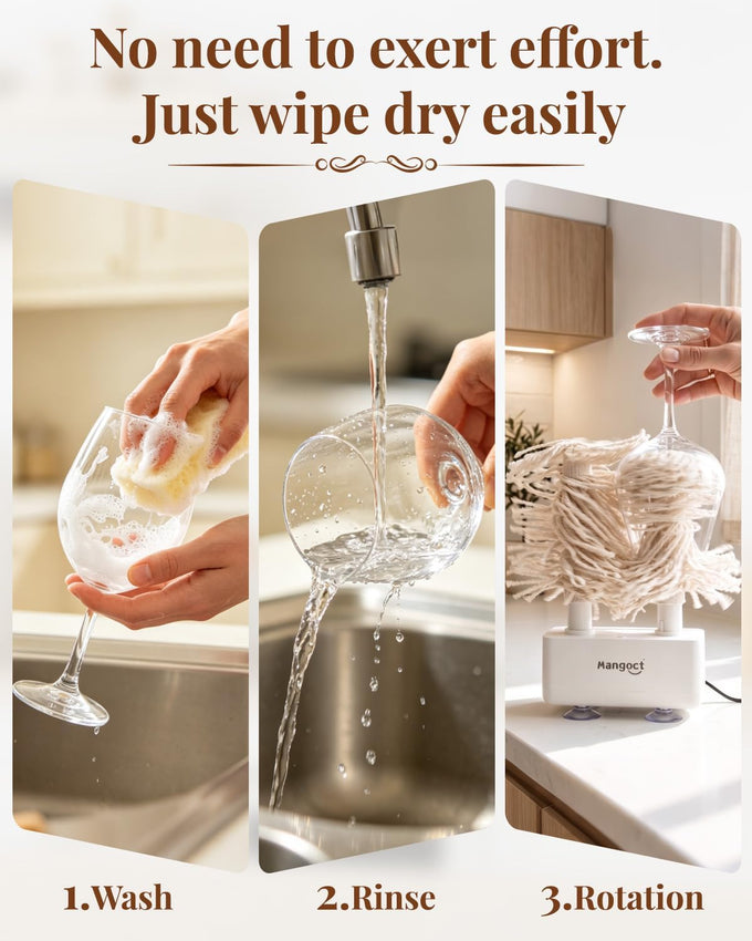 Wine Glass Polisher Machine for Home,600 RPM Dries Quick Clean