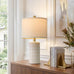 PoKat 20.75" Small Modern Ceramic Table Lamps Set of 2 for Bedroom, White