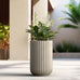 Kante Large Round Column Weathered Concrete Planter 21.7" Tall, Outdoor