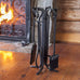 Plow & Hearth 5 Piece Hand Forged Iron Compact Fireplace Tool Set 20" | Black Wrought Iron Handle for Outdoor Indoor | Stand Poker Shovel Brush Log Tongs Wood Stove Accessory