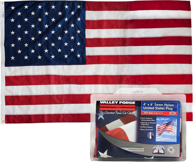 American Flag - 100% Made in The USA - 5' x 8' ft - Koralex II 2-Ply Polyester - Sturdy, Durable and Patriotic - Great for Gardens, Homes, Patios and Cars – by Valley Forge Flag