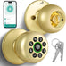 Smart Fingerprint Door Knob with Keypad, Fingerprint Door Lock, Matte Black