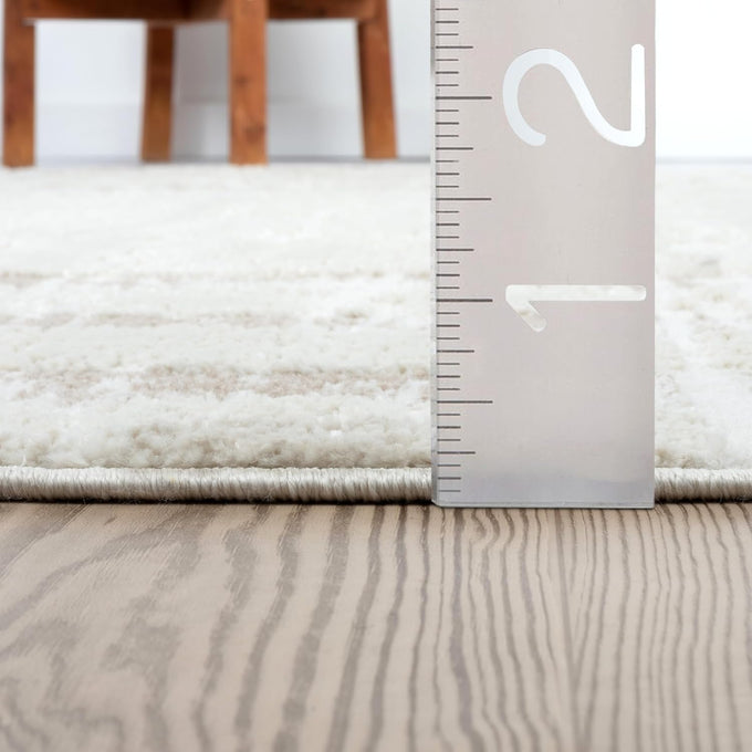 Abani Cream Area Rug for Living Room, Bedroom - Art Deco Pattern- 5' x 8' -Durable & Easy to Clean