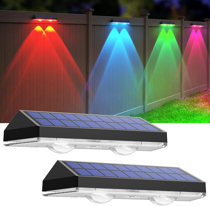 Solar Fence Lights Outdoor, 2700/4000/6000K 3 Mode, 8-12H, Black, 8 Pack