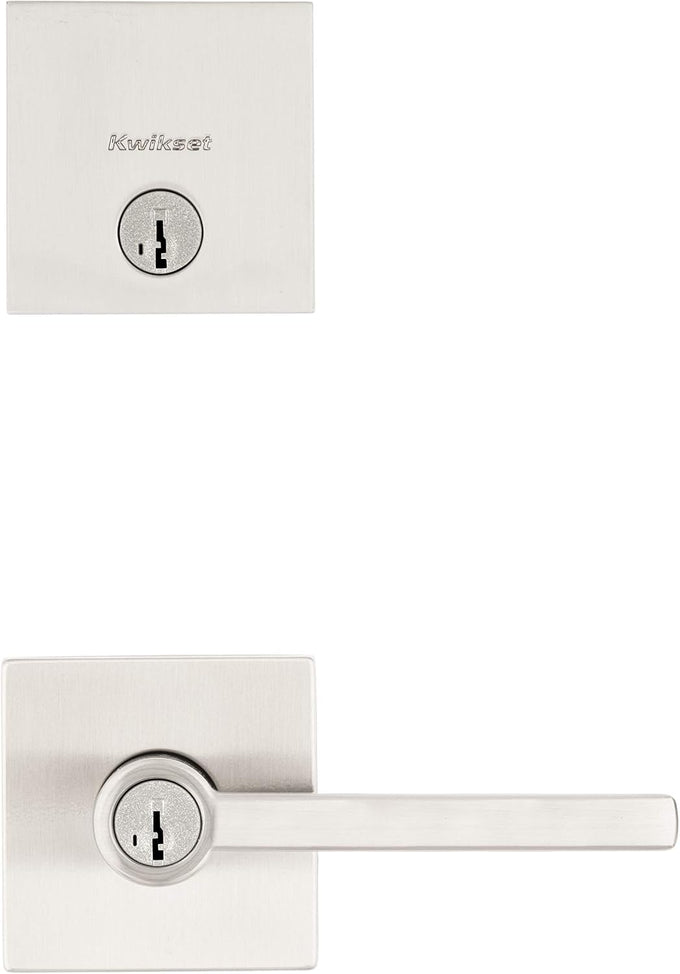 Kwikset 991 Halifax Keyed Entry Lever and Single Cylinder Deadbolt Combo Pack Featuring SmartKey and Microban in Matte Black