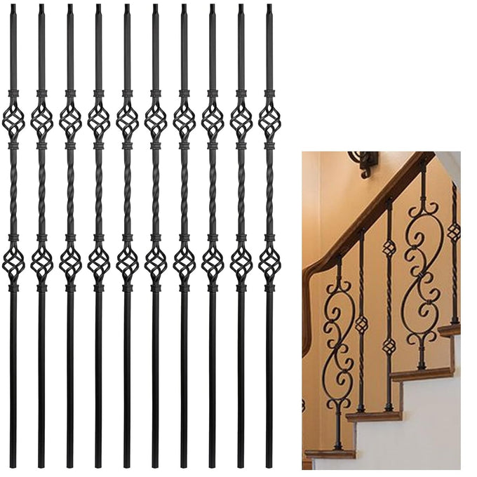10 Pcs Wrought Iron Balusters, Single Knuckle Balusters