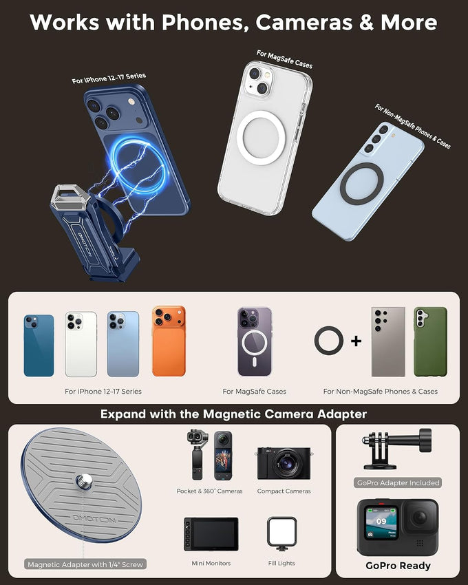 OMOTON TP02-Ultra Multi-Device Camera & Phone Mount with 1/4" Adapter, Blue