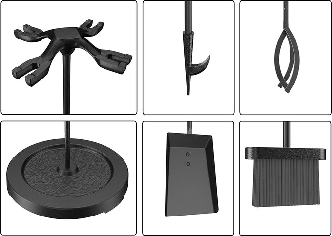 Fire Beauty 5Pcs Iron Fireplace Tools Set 31 Inch Indoor Fire Pit(Black)