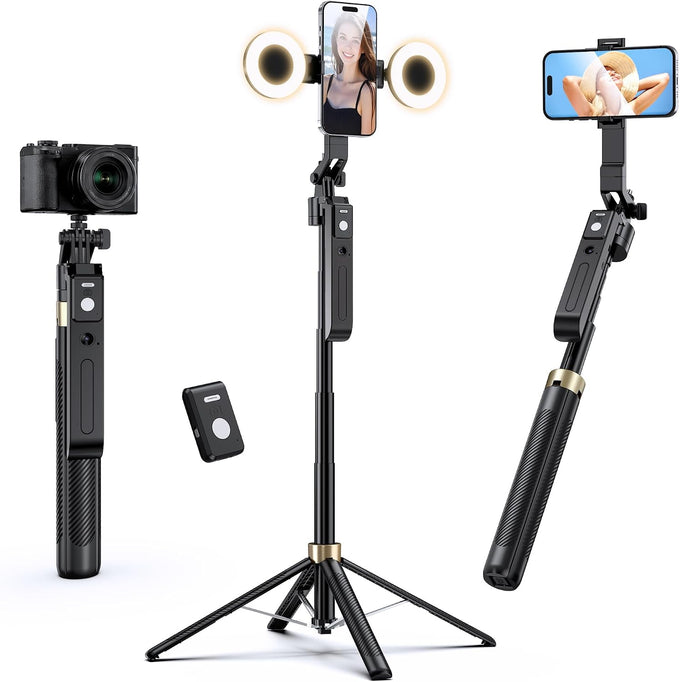 UBeesize 70" Auto Face Tracking Phone Tripod for iPhone & Camera with Light