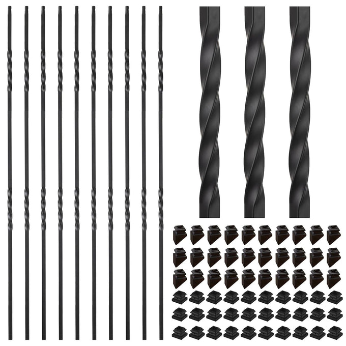 1/2" Wrought Iron Oval Balusters - Hollow Square Balusters-10p