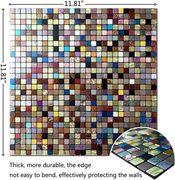 10 Sheets Peel and Stick Backsplash Tile, Self-Adhesive Mosaic Tile, Stick on Kitchen, Bathroom Vanities, Fireplace Décor, Laundry Table (1.0 Mixed Colors)