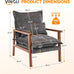 VINGLI Mid-Century Modern Cloud Accent Armchair with Lumbar Pillow, 6.3'' Thick Seat Cushion Comfortable Reading Chair with Wooden Armrests，Boho Lounge Chair for Bedroom, Living Room, Chenille, Grey