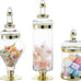 MyGift 3 Piece Clear Glass Apothecary Jars with Metallic Brass Tone Lids