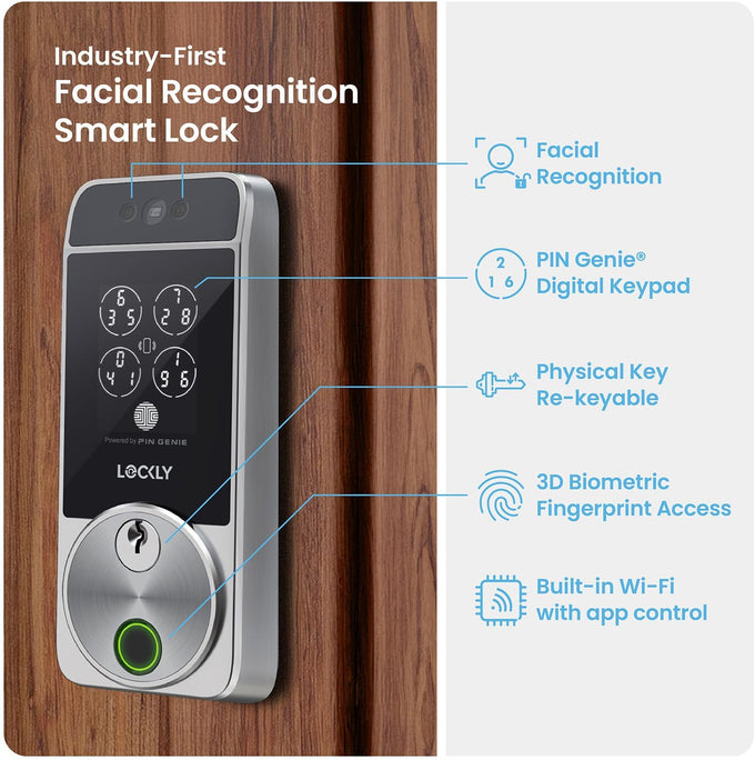 Lockly Visage Zeno Series Smart Lock with Facial Recognition, Fingerprint