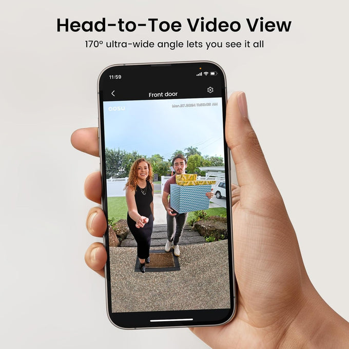 aosu Video Doorbell Camera Wireless, 2K QHD, 170° Wide Angle, 2.4 GHz WiFi