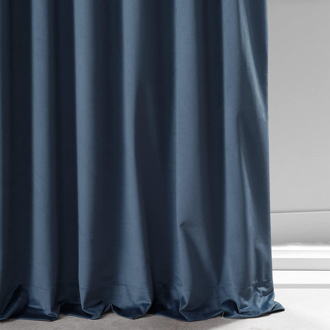 HPD Half Price Drapes Signature Plush Velvet Blackout Curtains for Bedroom (1 Panel), 50W X 96L Hotel Black Out Curtains for Living Room, Thermal Insulated Blackout Curtains for Windows, Varsity Blue