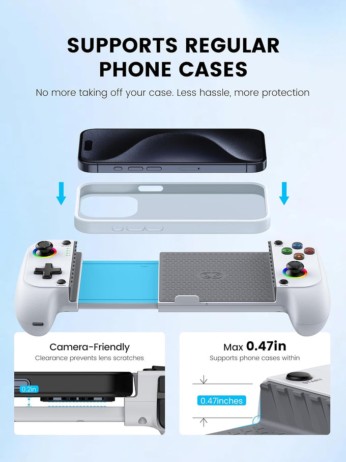 Mocagen MC1 Phone Controller for iPhone & Android – Ergonomic Grip, Low Latency, Case Friendly, Bluetooth Mobile Controller with Hall Effect Joysticks, Turbo, Portable Travel Companion for Car/Leisure