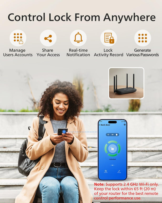 Philips Wi-Fi Smart Deadbolt with 2 Handles, Front Lock Set with Gateway