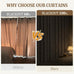 Boho Floral 100% Blackout Curtains 84 Inch 2 Panels Linen Texture