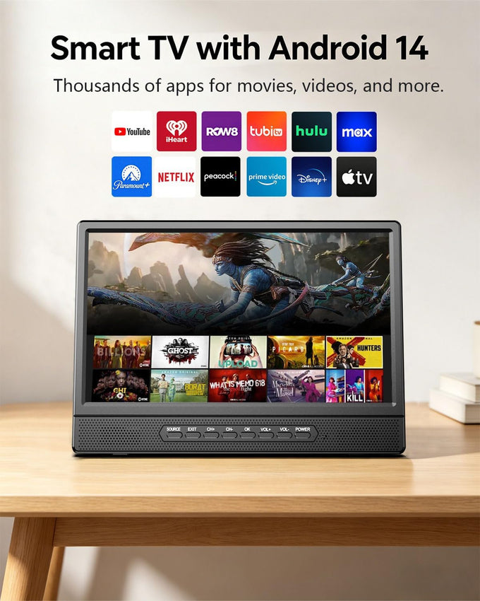 Desobry 12 Inch Small Smart TV, LCD Small Kitchen TV with WiFi