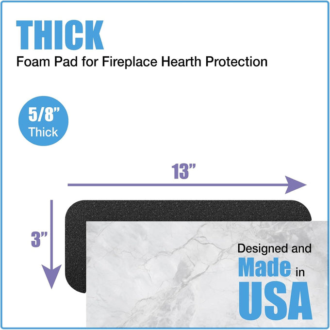 KidKusion Soft Seat Hearth Pad | Made in USA| Black | 60" x 14" | Fireplace Safety Cushion | Hearth Pad