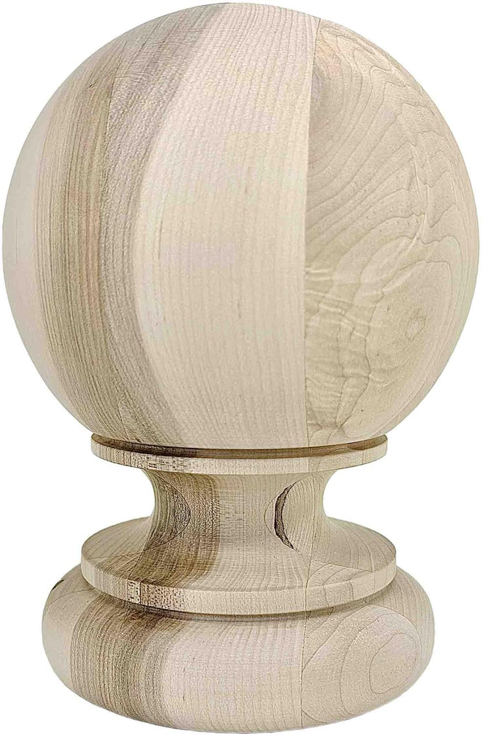 Highland Manor Wood Products Massive Kline Ball Finial - 8 1/4" Tall x 5 7/8" Wide - Unfinished Round Wooden Finial for Indoor Use - Perfect for Staircases or Bed Posts - (1 Finial) (Pine)