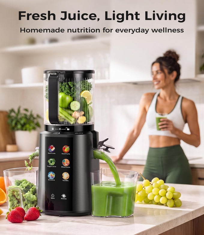 Onelive 6-in-1 Cold Press Juicer Machine for Fruits Veggies Sorbet Nut Milk
