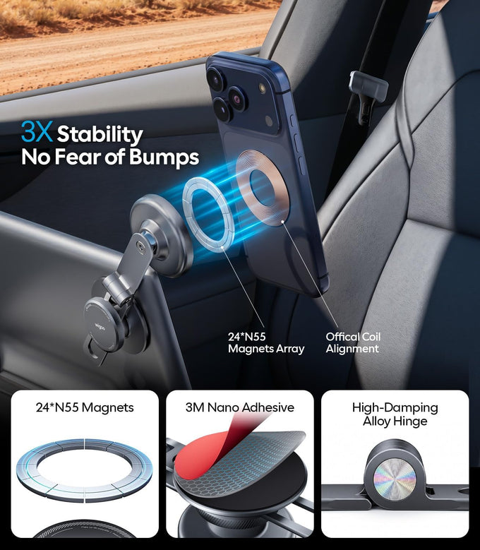 Wigoo for Tesla Model 3/Y/YL/X/S Phone Mount, OEM-Style, Strongest Magnet