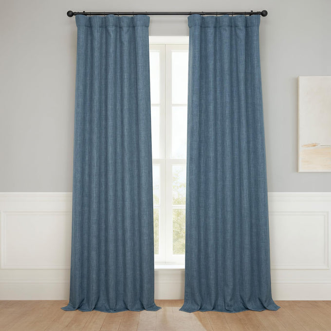 Faux Linen Extra Wide Curtains (1 Panel) - 100W X 108L, Khaki Green