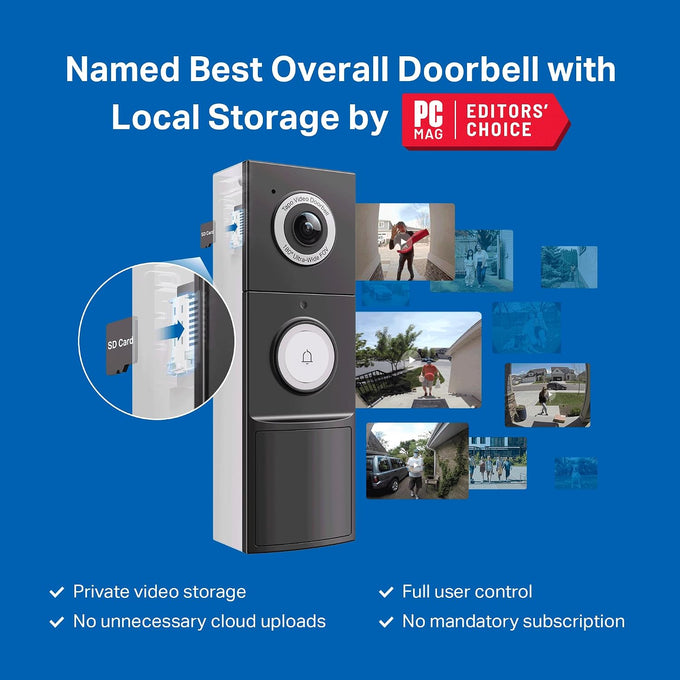 Tapo 2K+ Wired or Battery Powered Smart Video Doorbell with Chime, D225