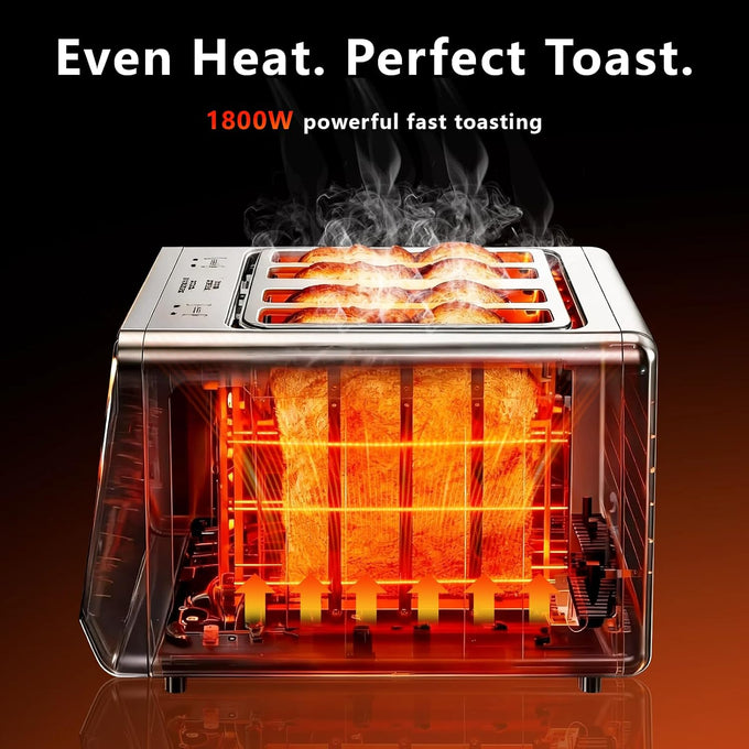 SAKAMOSH 4 Slice Smart Touch Screen Toaster with Dual Control Panel