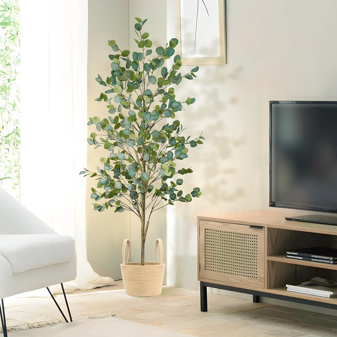 Caxchiling Artificial Eucalyptus Tree 6FT, Faux Floor Tree Indoor Outdoor
