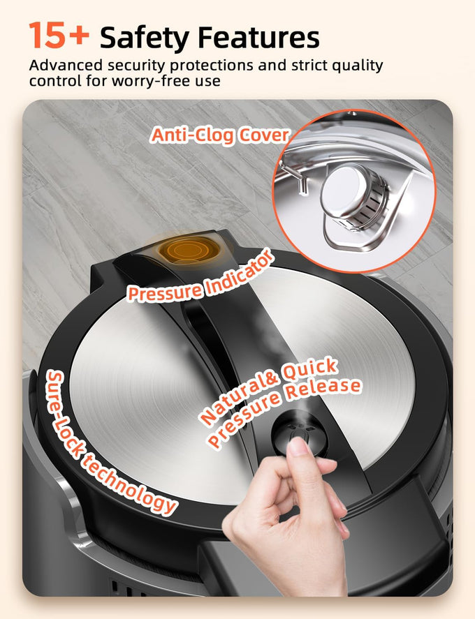 Nuwave Duet Electric Pressure Cooker & Air Fryer Combo w/Probe, 450-in-1