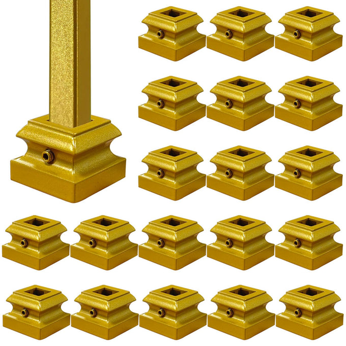 Glossy Gold Wrought Iron Stair Plain Balusters for Interior, 1/2" X 44" Square Metal Spindles for Stairs, Upgrade and Decorate Stairs (10)