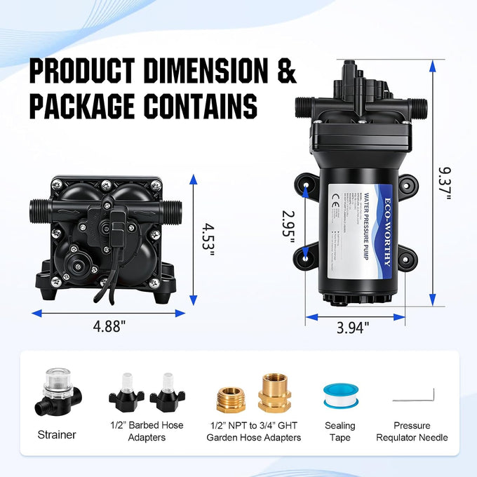 ECO-WORTHY 110V AC Fresh Transfer Diaphragm Water Pump On Demand 5.5GPM 70PSI High Pressure Water Booster Pump 110 Volt with Pressure Switch for Irrigation Garden Hose Sprinkler Home RV