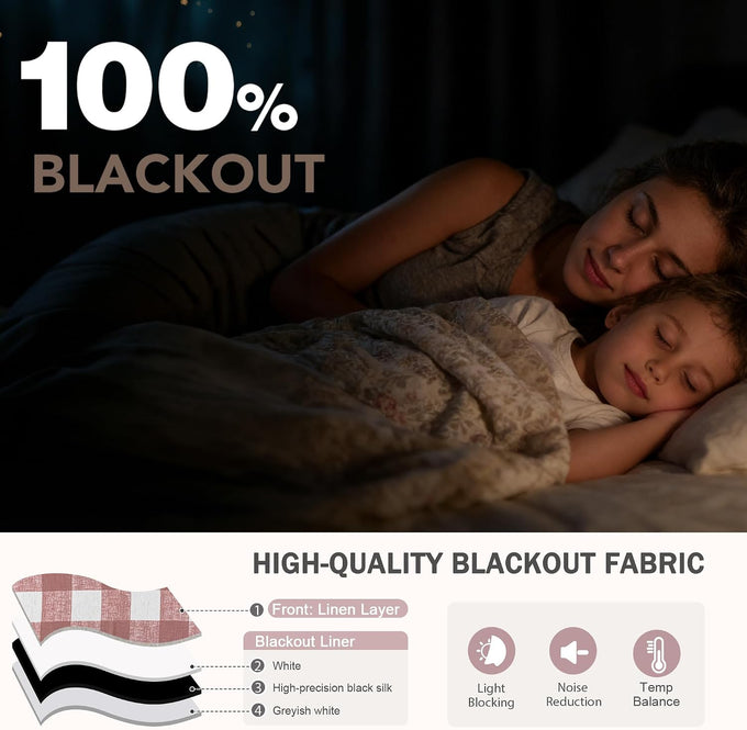 MYSKY HOME Terracotta Plaid Blackout Curtains for Bedroom and Living Room