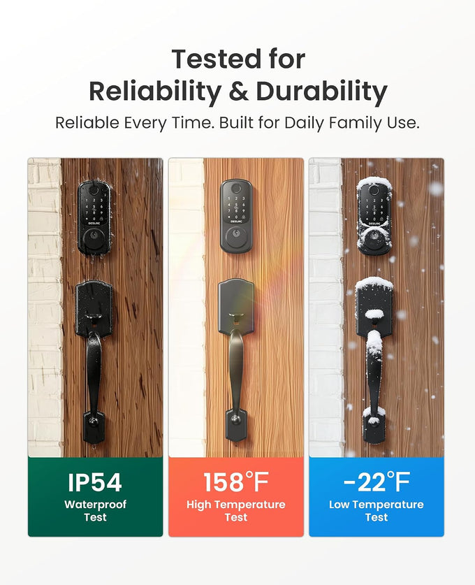 DESLOC B200 Smart Front Door Lock Handle Set, Fingerprint & App Control