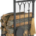 Lizh Metalwork Fireplace Log Holder with Fireplace Tools, Wrought Iron Indoor Stove Accessories Firewood Rack Holder Lumber Storage Stacking Log Holder Log Bin with Tongs Shovel Poker and Brush