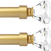 Black 2 Pack Window Treatment Single Curtain Rod, Adjustable Drapery Rod Set from 48 to 86 Inches with Crystal Finial Finials(4-7.2ft), 1-Inch Diameter Curtain Rods for Windows