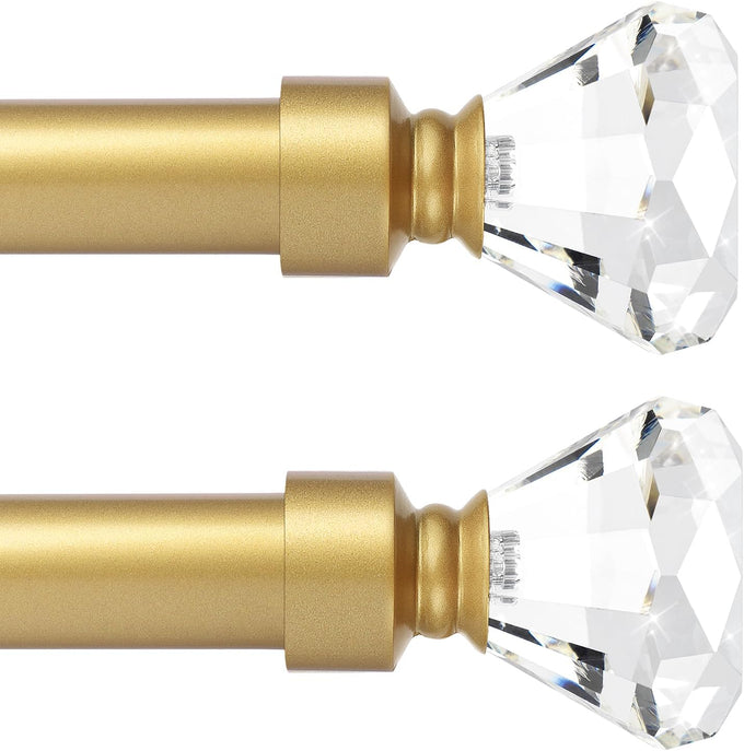 Black 2 Pack Window Treatment Single Curtain Rod, Adjustable Drapery Rod Set from 48 to 86 Inches with Crystal Finial Finials(4-7.2ft), 1-Inch Diameter Curtain Rods for Windows
