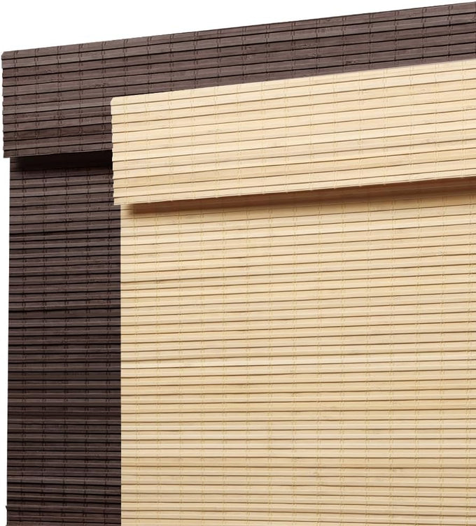 SEEYE Cordless Bamboo Roman Shades, Blackout Natural Bamboo Blinds for Indoor Windows, Roll Up Blind Privacy Shade for Home, Office, Door, UV Resistant & Easy to Install, 42" W x 64" H, Brown